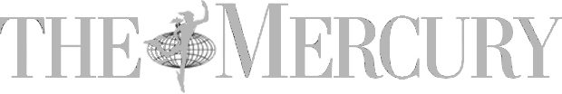 Outdoor Splendor - The words “THE MERCURY” in large capital letters, with the silhouette of a person standing on one foot atop a globe, appearing between the words.